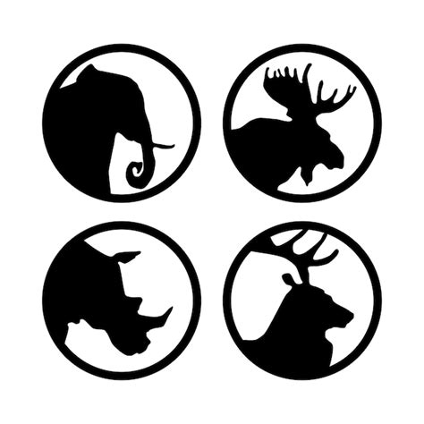 Tier Schnee Hirsch Elefant Nashorn Silhouette Logo Symbol Pack