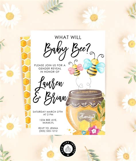 Bee Gender Reveal Party Invitation What Will It Bee Etsy