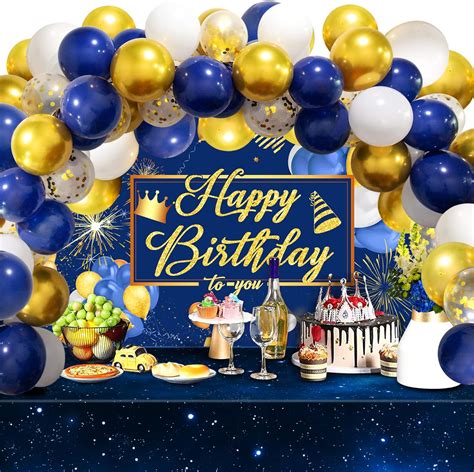 Buy Inpher Happy Birthday Backdrop Navy Blue And Gold Birthday