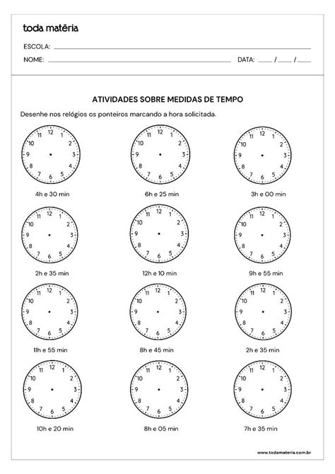 Atividades De Medidas De Tempo Para Ensino Fundamental Para Imprimir Toda Matéria