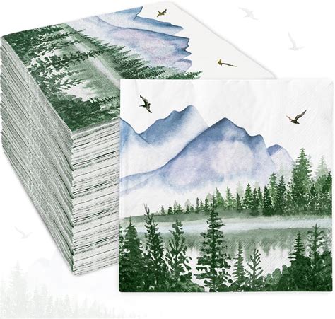 Anydesign 80 Pack Natural Scenery Paper Napkins Watercolor Disposable Napkins