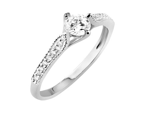 585 Rhodium Plated White Gold Ring With Cubic Zirconia Ref No P 925