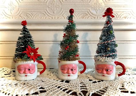 Rare Miniature Vintage Santa Mug With Tree Vignette Ooak 3 Available Etsy