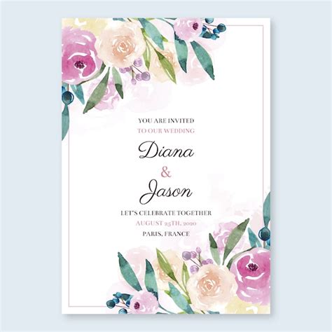 Free Vector Watercolor Floral Wedding Invitation Template