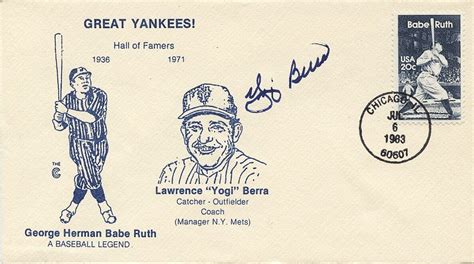 Yogi Berra Signed Babe Ruth Fdc First Day Issue Cachet Jsa Ebay