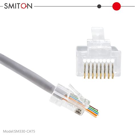 Network Cable Utp Rj45 Ethernet Rj45 Pass Through 8p8c Modular Plug Cat 6 Cat6 Rj45 Connector