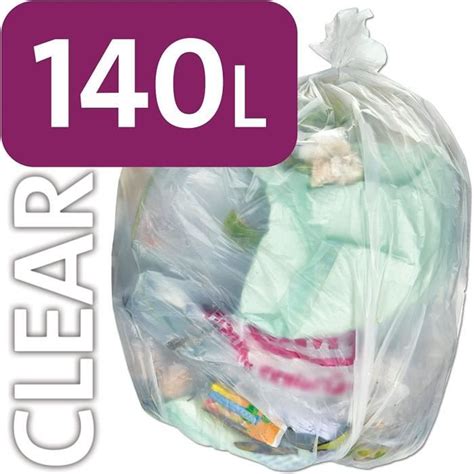 Sac Poubelle à Roulette Robuste Transparent en Polythène 140 L Alina