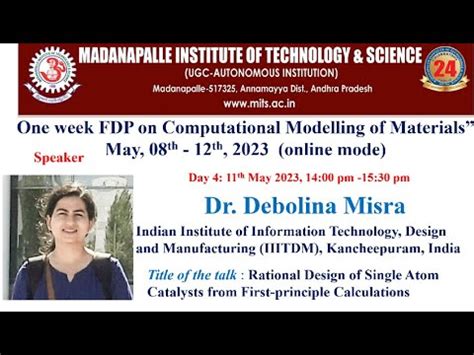 One Week FDP On Computational Modelling Of Materials Day 4 Dr