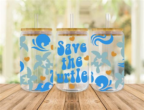 Sea Turtle Libbey Glass Wrap Svg Summer Beach Ocean Turtle 16oz Libby