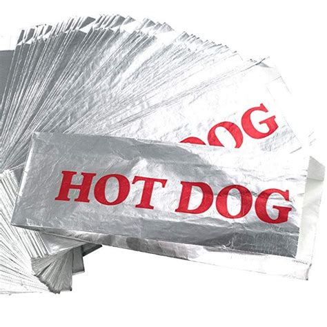 Grease Proof Warming Foil Hotdog Wrapper Bags 75pk Classic Hotdog