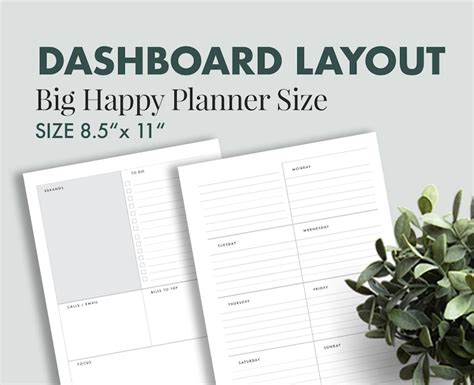 Happy Planner Dashboard Layout Printable