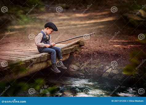 Little Boy On Fishing Trip Stock Image Image Of Bridge 207131255