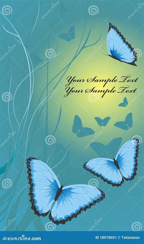 Evening Beautiful Blue Butterflies Stock Vector Illustration Of