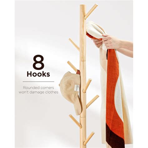 Ebern Designs Braeson Solid Wood Freestanding 8 Hook Coat Rack Wayfair