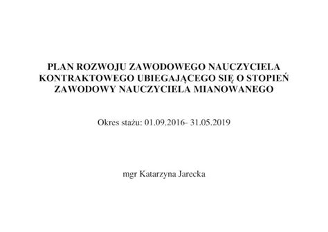 PDF PLAN ROZWOJU ZAWODOWEGO NAUCZYCIELA Pedagogika Specjalna Edu Pl