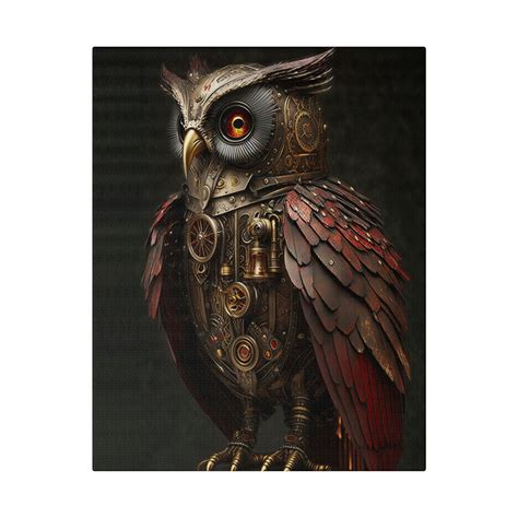 Steampunk Owl Canvas Steampunk Owl Wall Art Steampunk Owl Etsy