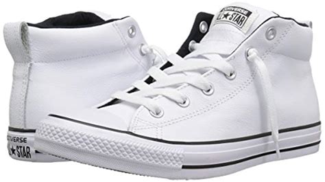 Converse Street Leather Mid Top Sneaker in White/Black (White) for Men ...