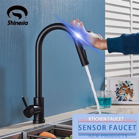 Shinesia Grifo De Cocina Con Sensor Negro Ca O Extra Ble T Ctil