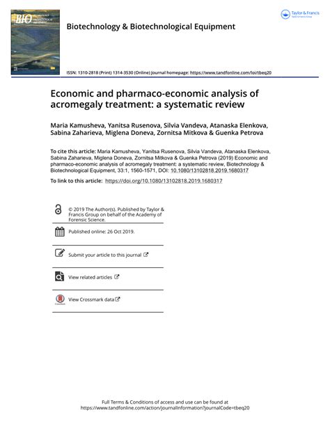 PDF Economic And Pharmaco Economic Analysis Of Acromegaly Treatment