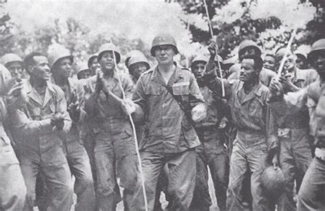 Ethiopian Soldiers Of The Kagnew Battalion Cheer An American General