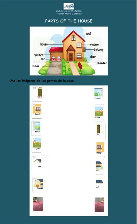 Escarchado Esplendor Flecha Fichas De Las Partes De La Casa En Ingles