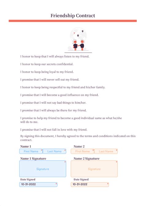 Friendship Contract Sign Templates Jotform