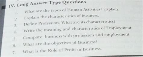 Long Answer Type Questions Filo