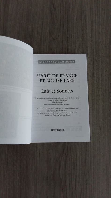 Lais Et Sonnets Marie De France Et Louise Lab Tr S Bon Tat