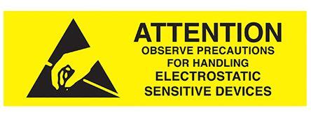 7201 SCS Black Yellow ESD Label Attention Observe Precaution For