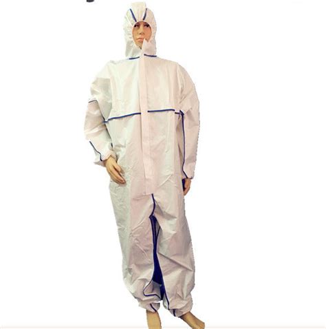 Breathable Dustproof White Disposable Paint Suit With Hood / Elastic Wrist