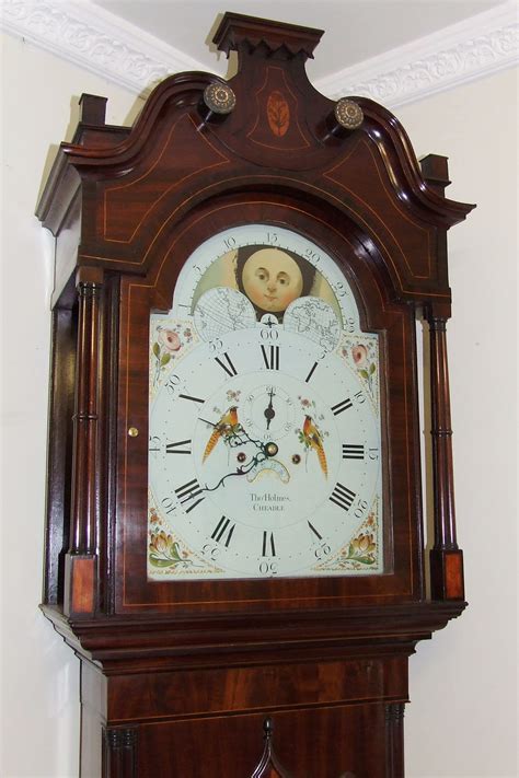 Antique Mahogany Rolling Moon Longcase Grandfather Clock THOMAS HOLMES CHEADLE For Sale ...