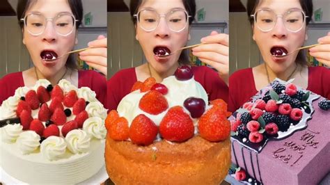 Asmr🍰eating Strawberry Cream Cake🍰 Soft And Waxy Sound 크림丨먹방丨mukbang丨satisfying丨eatingsh Youtube