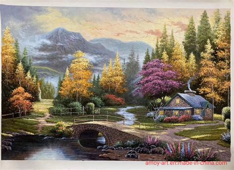 High Details Thomas Kinkade Garden Oil Painting On Canvas Canvas Oil