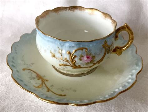 Exquisite Pale Blue C B D Bawo Dotter Elite Limoges Demitasse Cup