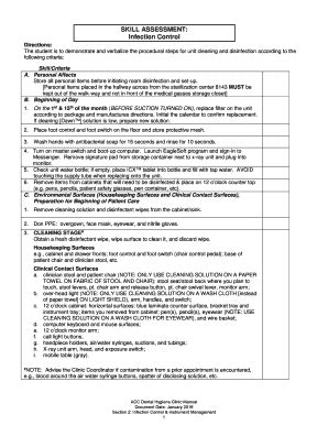 Fillable Online Austincc SKILL ASSESSMENT Infection Control Directions