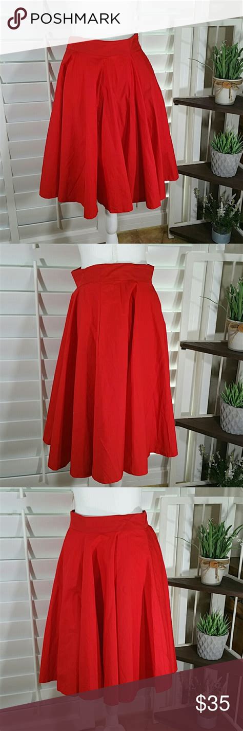 ZARA WOMAN Skater Red Skirt Cute Skater Skirts Red Skirts Skirts