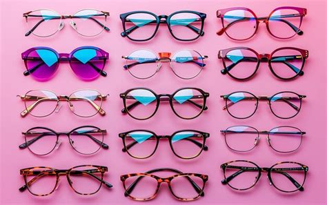 premium photo  collection  glasses  displayed   pink background