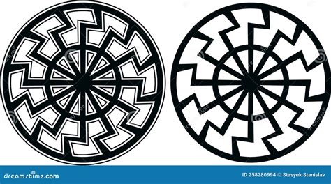 Runic Slavic Symbol Of The Sun Tattoo Element Black On A White