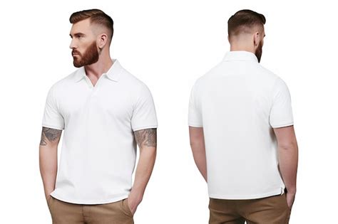 Premium AI Image | man white polo shirt front and back