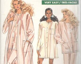 Butterick 4864 1980s EILEEN WEST Misses Nightgown And Robe Pattern