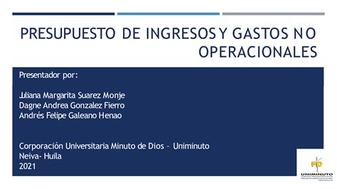 SOLUTION Gastos E Ingresos No Operacionales Studypool