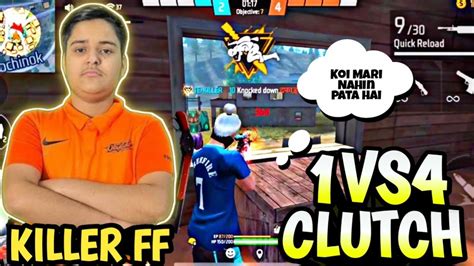 Killer Ff 1vs4 Clutch In Costom Room Free Fire Esports Killer Ff Iconic Jonty Ff Rdp