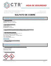 Msds Sulfato De Cobre Pdf Hoja De Seguridad Control T U C Cnico Y