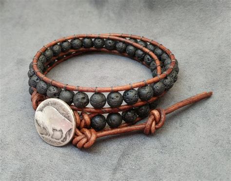 Lava Bead Bracelet Native American Indian Bracelet Bohemian Etsy