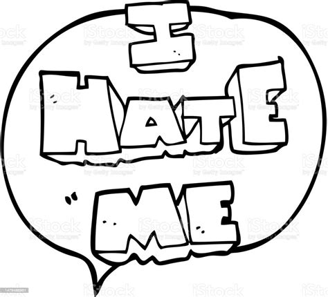 I Hate Me Freehand Drawn Speech Bubble Cartoon Symbol Stock