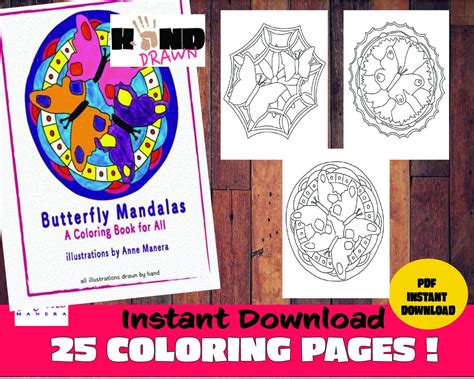 Butterfly Mandalas Coloring Book Illustrated By Anne Manera Etsy