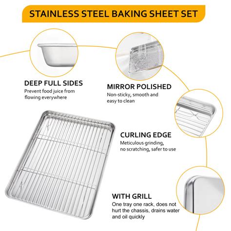 Velaze Non Stick Stainless Steel 4 Piece Cookie Sheet Set Reviews