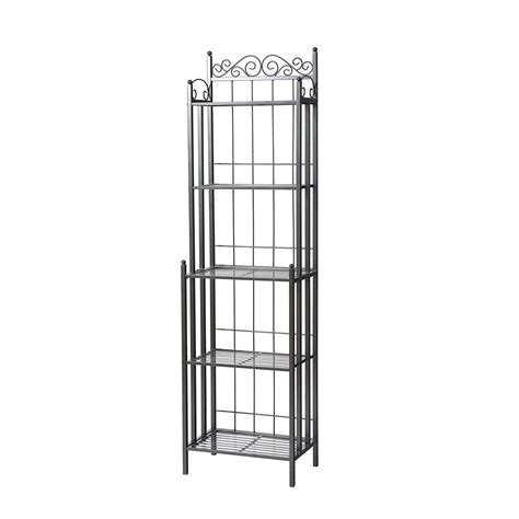 Narrow Wrought Iron Bakers Rack With 5 Shelves In 2021 Bakers Rack