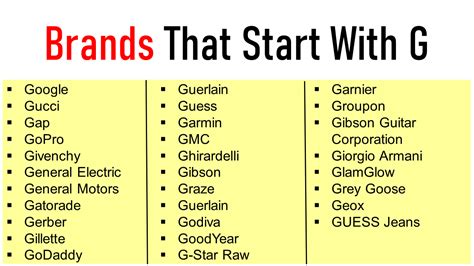 Top Brands That Start With G Engdic