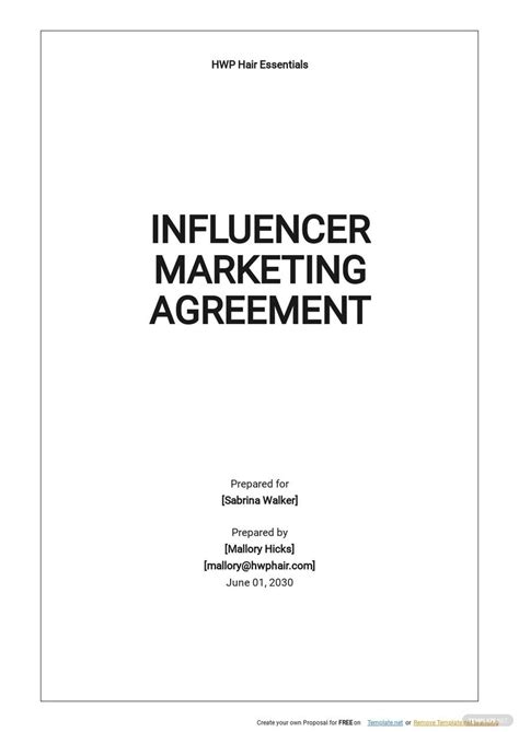 Influencer Template Agreement